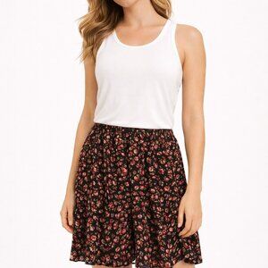 Mi Ami Black Floral Mini Skirt Size M